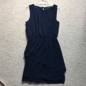 Navy dress with layered bottom & key hole back!